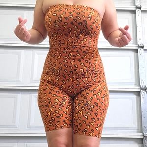 Out From Under | Urban Outfitters strapless unitard in burnt orange heart print